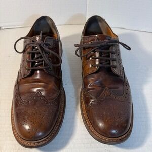 Oxford Dress‎ Shoes Mens 10 Brown Leather Wingtip Brogue Lace Up Formal Business